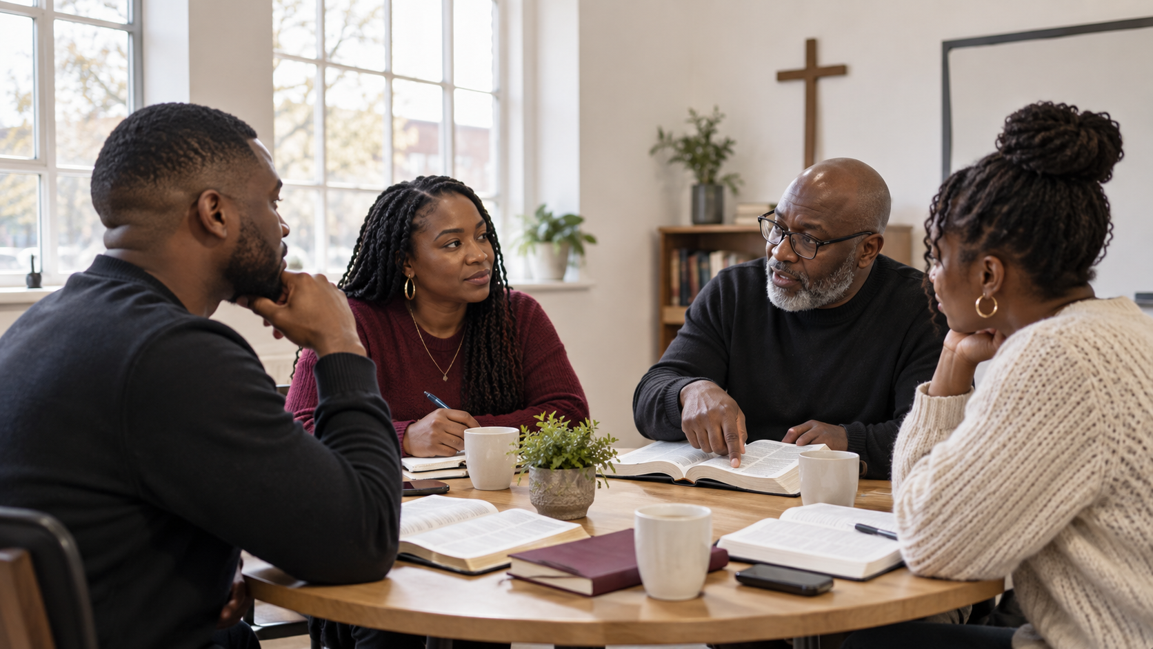 Illustrative Black British Bible-study group