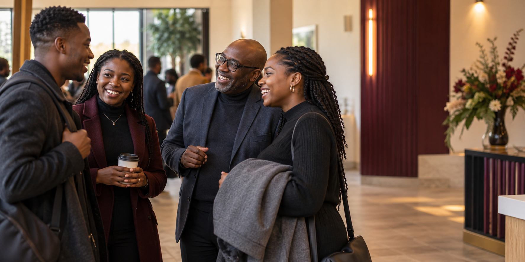 Illustrative Black British church community in conversation